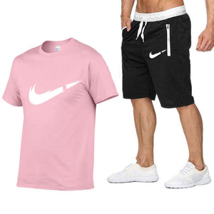 2019 Brand t shirt Men Sets Fashion Summer cotton short sleeve Sporting Suit T-shirt +shorts Mens 2 Pieces Sets casual clothing