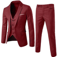 Load image into Gallery viewer, Oeak Hot Men Blazers Suit Sets 3 Pcs Blazer Suit +Vest +Pants Business Suits Sets Solid Color Oversize Dress Business Suit Set