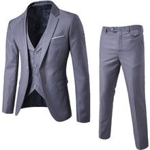 Load image into Gallery viewer, Oeak Hot Men Blazers Suit Sets 3 Pcs Blazer Suit +Vest +Pants Business Suits Sets Solid Color Oversize Dress Business Suit Set